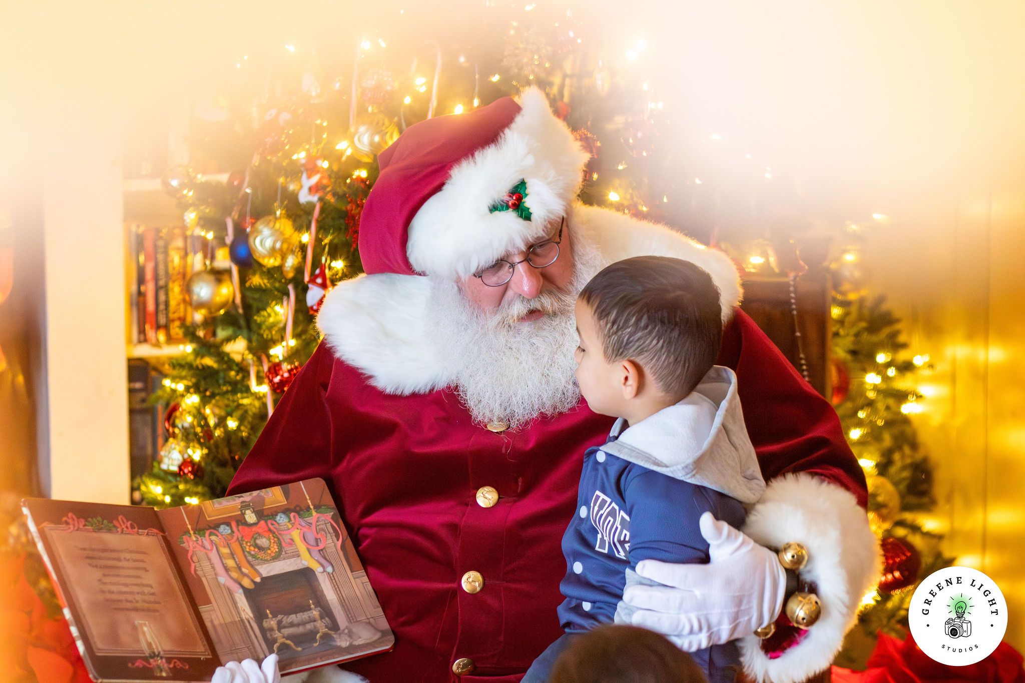 Family receiving Christmas gifts